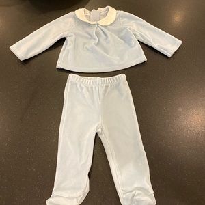 Mudpie Blue Velour Set 0-3M (but fits like 3-6M)